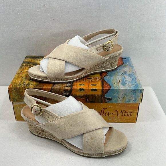 Bella Vita Nadette II Espadrille Sandals- Cream Super SD- Size 8 Wide - NIB - Picture 1 of 8